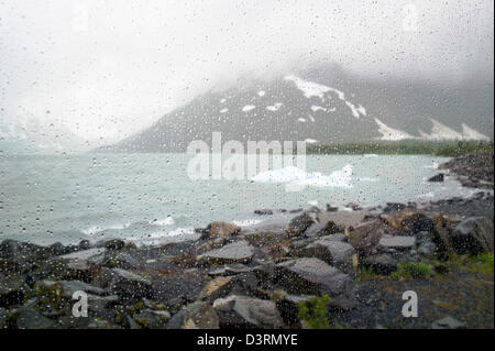 Zeigen Sie an, große Fenster, Boggs Visitor Center, Portage Lake, Portage Glacier, Chugach National Forest, Portage, Alaska, USA Stockfoto