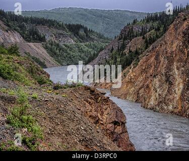 26. Juni 2012 - Denali Borough, Alaska, USA - die serpentine Nenana River südlich von Healy in Nenana River Canyon, bildet die östliche Grenze des Denali National Park. (Kredit-Bild: © Arnold Drapkin/ZUMAPRESS.com) Stockfoto