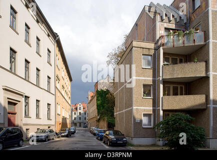 Halle / Saale, Deutschland, DDR und vorgefertigte Gebäude in der Stadt Halle Stockfoto