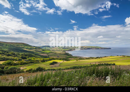 Robin Hoods Bay aus Ravenscar, North Yorkshire. Stockfoto