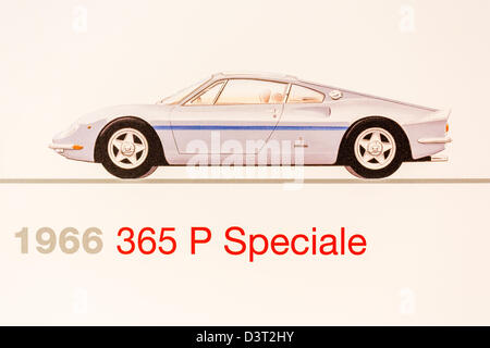 Grafische Darstellung von 1966 Ferrari 365 P Speciale, Museum Ferrari, Maranello, Italien Stockfoto