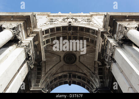 Die Praça Do Comércio, Lissabon, Portugal. Detail der Arco da Rua Augusta oder Augusta Street Bogen Stockfoto