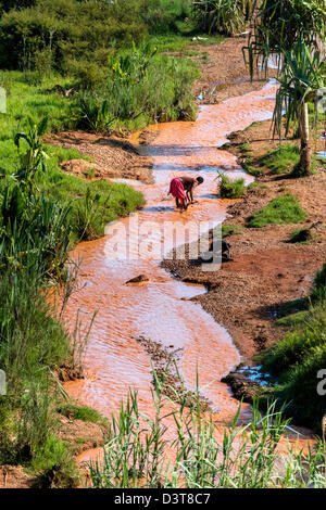 Gold panning Ilakaka Madagaskar Stockfoto