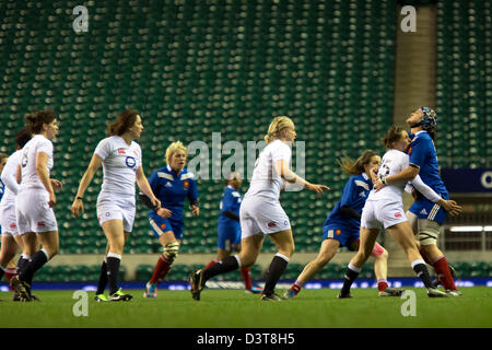 England V Frankreich Frauen Rugby Six Nations, Twickenham Stadium, London, UK. 23. Februar 2013. Stockfoto