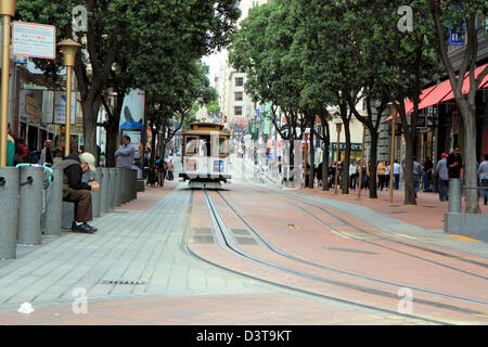 Seilbahn auf Powell / market Turnaround, San Francisco, California, Vereinigte Staaten von Amerika Stockfoto