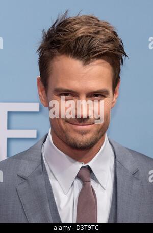 Berlin, Deutschland, 24. Februar 2013. US-Schauspieler Josh Duhamel kommen für die Premiere seines neuen Films "Sicherer Hafen" in der Cinemaxx-Kino in Berlin, Deutschland, 24. Februar 2013. Der Film startet in den Kinos in ganz Deutschland am 7. März 2013. Foto: Jörg Carstensen/Dpa/Alamy Live News Stockfoto