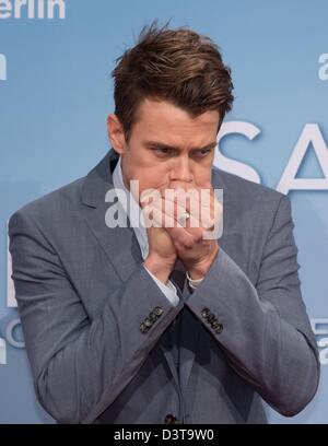 Berlin, Deutschland, 24. Februar 2013. US-Schauspieler Josh Duhamel kommen für die Premiere seines neuen Films "Sicherer Hafen" in der Cinemaxx-Kino in Berlin, Deutschland, 24. Februar 2013. Der Film startet in den Kinos in ganz Deutschland am 7. März 2013. Foto: Jörg Carstensen/Dpa/Alamy Live News Stockfoto