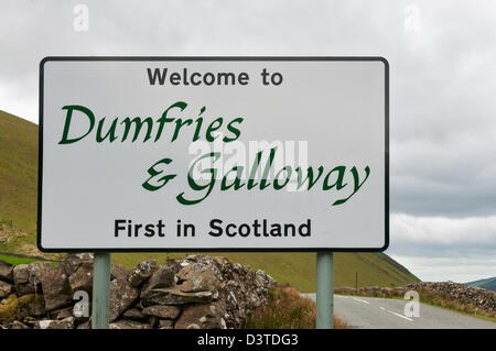 Schottland, Willkommen bei Dumfries & Galloway, Zeichen Stockfoto
