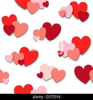 Bereich der rosa und roten Herzen aneinander als Symbol für Liebe Stockfoto