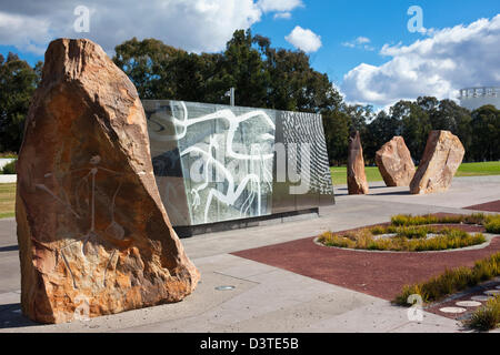 Indigene Kunst am Ort der Versöhnung. Canberra, Australian Capital Territory (ACT), Australien Stockfoto