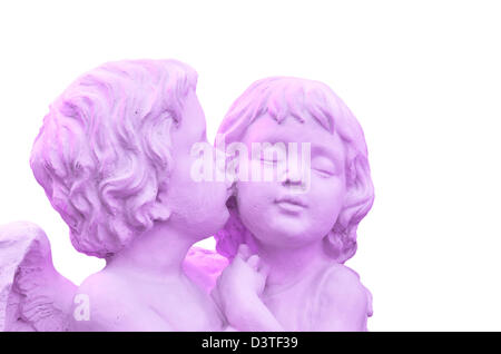 Lila Skulptur Engel jungen und Mädchen Stockfoto