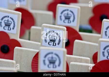 Gedenktag Waffenstillstand Mohn kreuzt Nahaufnahme Stockfoto