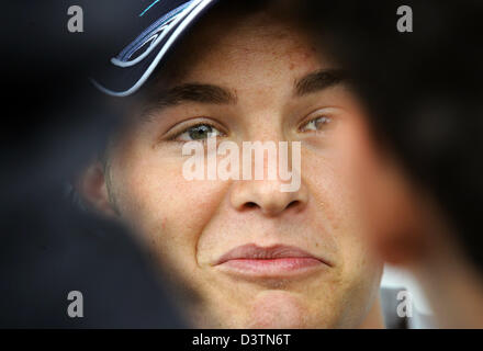 Deutsche Formel1 pilot Nico Rosberg Williams ist der Interlagos Rennstrecke in der Nähe von Sao Paulo, Brasilien, Donnerstag, 19. Oktober 2006 abgebildet. Grand Prix von Brasilien statt findet am Sonntag, 22. Oktober. Foto: Gero Breloer Stockfoto