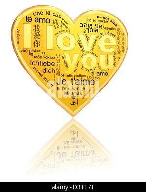 Ich liebe dich - Goldene Worte Stockfoto