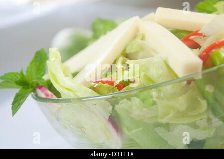 Cheddar-Käse-Salat Stockfoto