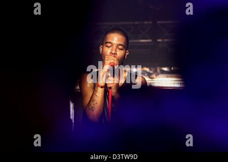 Johannesburg, Südafrika. 24. Februar 2013. Kid Cudi Durchführung für den BlackBerry Secret Gig in Johannesburg, Südafrika, auf 24. Februar 2013. (Foto von Gallo Images / Zeit / Moeletsi Mabe/Alamy Live News) Stockfoto