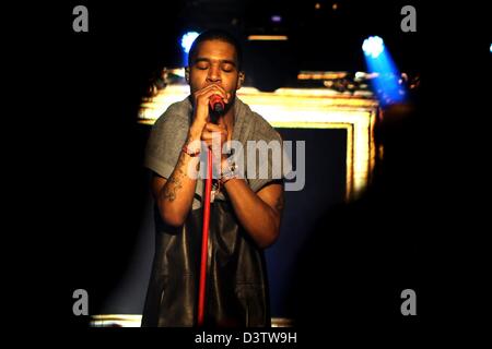 Johannesburg, Südafrika. 24. Februar 2013. Kid Cudi Durchführung für den BlackBerry Secret Gig in Johannesburg, Südafrika, auf 24. Februar 2013. (Foto von Gallo Images / Zeit / Moeletsi Mabe/Alamy Live News) Stockfoto