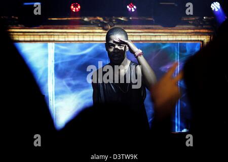 Johannesburg, Südafrika. 24. Februar 2013. Kid Cudi Durchführung für den BlackBerry Secret Gig in Johannesburg, Südafrika, auf 24. Februar 2013. (Foto von Gallo Images / Zeit / Moeletsi Mabe/Alamy Live News) Stockfoto