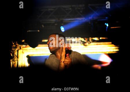 Johannesburg, Südafrika. 24. Februar 2013. Kid Cudi Durchführung für den BlackBerry Secret Gig in Johannesburg, Südafrika, auf 24. Februar 2013. (Foto von Gallo Images / Zeit / Moeletsi Mabe/Alamy Live News) Stockfoto