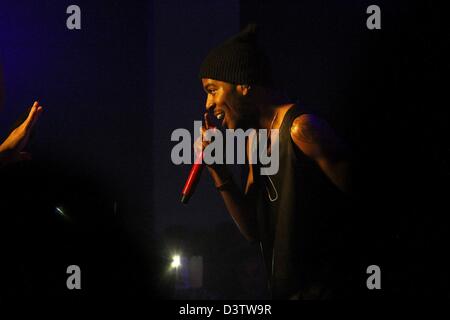 Johannesburg, Südafrika. 24. Februar 2013. Kid Cudi Durchführung für den BlackBerry Secret Gig in Johannesburg, Südafrika, auf 24. Februar 2013. (Foto von Gallo Images / Zeit / Moeletsi Mabe/Alamy Live News) Stockfoto