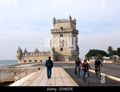 Belém Turm aka Torre de Belém, oder der Turm von St. Vincent, Santa Maria de Belém, Lissabon, Portugal. Stockfoto