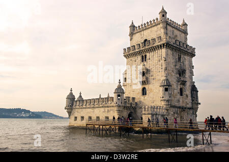 Belém Turm aka Torre de Belém, oder der Turm von St. Vincent, Santa Maria de Belém, Lissabon, Portugal. Stockfoto