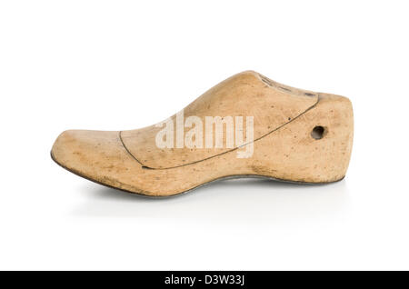 Holzform für ein Kinder-Schuh Stockfoto