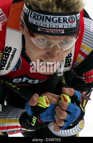 Deutsche Biathletin Michael Roesch im Bild während der 4x7.5km-Staffellauf in Ruhpolding, Deutschland, Donnerstag, 11. Januar 2007. Das deutsche Team belegte. Foto: Matthias Schrader Stockfoto