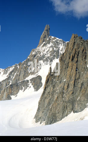 Dent du Geant, Mont Blanc Bergmassiv, Savoyer Alpen, Frankreich. Stockfoto