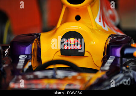 Red Bull Cockpit während der Formel-1-tests auf der Rennstrecke Circuit de Catalunya in der Nähe von Barcelona, Spanien im Februar 2013 Stockfoto