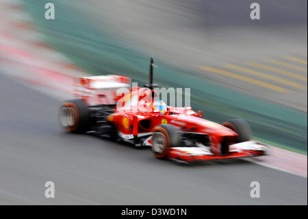 Fernando Alonso (ESP), Ferrari F138 bei Formel-1-Tests auf der Rennstrecke Circuit de Catalunya in der Nähe von Barcelona, Spanien im Februar Stockfoto