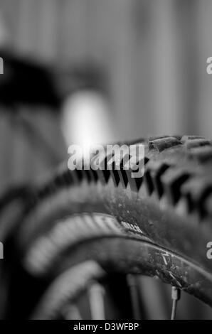 Reifen Tred einer Performance cross Country Mountainbike. Stockfoto