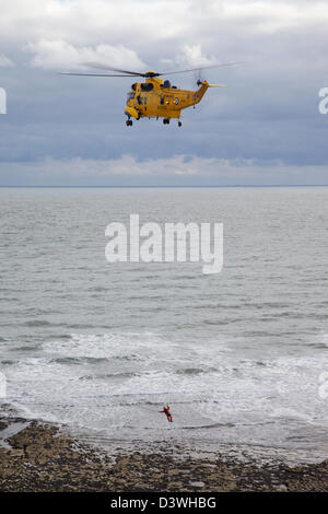 RAF Royal Air Force Sea King Search and Rescue Helikopter Stockfoto