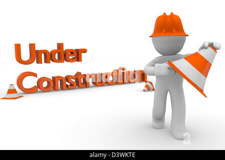 Bauarbeiter mit Pylonen Stockfoto