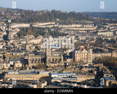 Blick über das Stadtzentrum von Beechen Cliff, Bath, Somerset, England Stockfoto