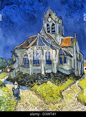 Vincent Van Gogh, die Kirche in Auvers-Sur-Oise, Blick von der Stirnseite 1889 Öl auf Leinwand. Musée d ' Orsay, Paris Stockfoto