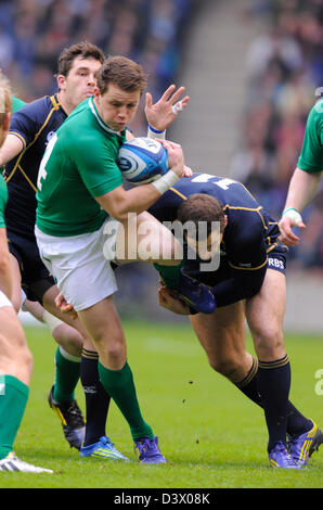 Edinburgh, UK. 24. Februar 2013. Craig Gilroy Irlands in Angriff genommen von Tim Visser von Schottland - RBS 6 Nations - Scotland Vs Irland - Murrayfield Stadium - Edinburgh - 24.02.13 - Bild Simon Bellis/Sportimage/Alamy Live News Stockfoto