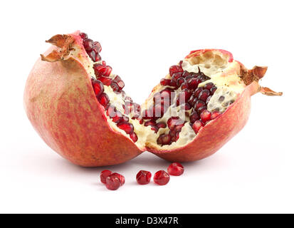 Granatapfel-Frucht isoliert auf weißem Hintergrund Stockfoto