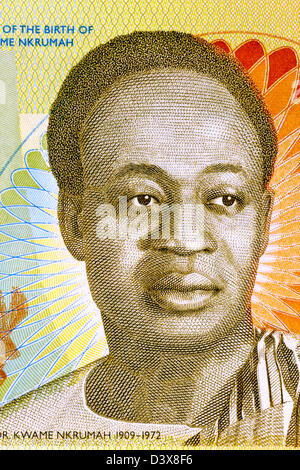 Kwame Nkrumah (1909 – 1972) auf 2 Cedis 2010 Banknote aus Ghana. Stockfoto