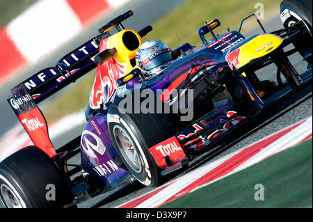 Sebastian Vettel (GER), Red Bull Racing Renault RB9, Formel1 Testsitzungen, Barcelona, Spanien, Februar 2013 Stockfoto