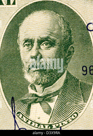 Aníbal Pinto (1825-1884) auf 5 Céntimos auf 50 Pesos 1960 Banknote aus Chile. Präsident von Chile in 1876-1881. Stockfoto