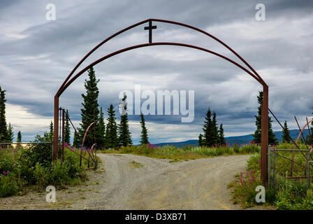 Valley View Memorial Cemetery off Highway 3, George Parks Highway, nahe Denali National Park, Healy, Alaska, USA Stockfoto