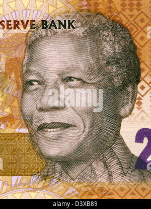 Nelson Mandela (geb. 1918) auf 20 Rand 2012 Banknote aus Südafrika. Stockfoto