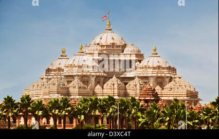 Fassade von einem Tempel, Akshardham, Delhi, Indien Stockfoto