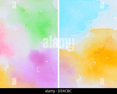 Satz von Aquarell Abstraktionen als Hintergrund, von Hand gezeichneten und gemalten Stockfoto