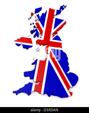 3D Karte von Großbritannien Stockfoto
