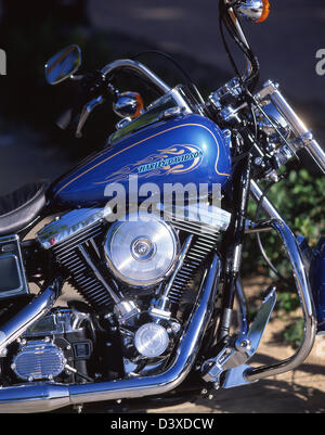Nahaufnahme des Motors von Harley-Davidson Motorrad, Hollywood, Los Angeles, Kalifornien, Vereinigte Staaten von Amerika Stockfoto