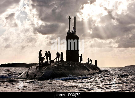 Nukleare u-Boot HMS Talent und Crew, Hintergrundbeleuchtung in Ägypten Stockfoto