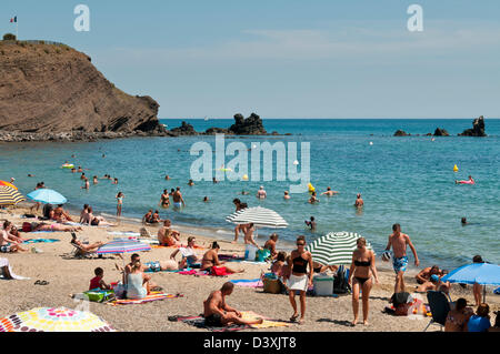 Menschen am Strand, Cap d ' Agde, Hérault, Languedoc Roussillon, Frankreich Stockfoto