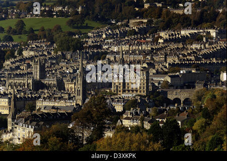 Blick auf die Stadt Bath von oben Widcombe Stockfoto